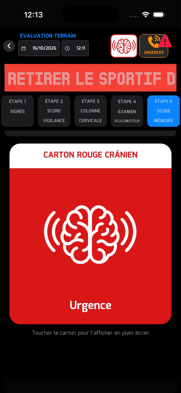 Capture EZTM : évaluation terrain du parcours commotion