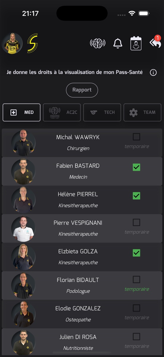 Capture EZTM : choix des professionnels autorisés à consulter le Pass-Santé sur téléphone